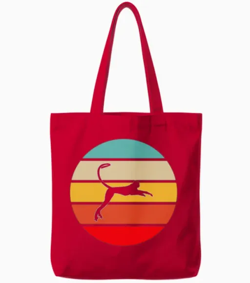 Monkey Retro Tote Bags - Red