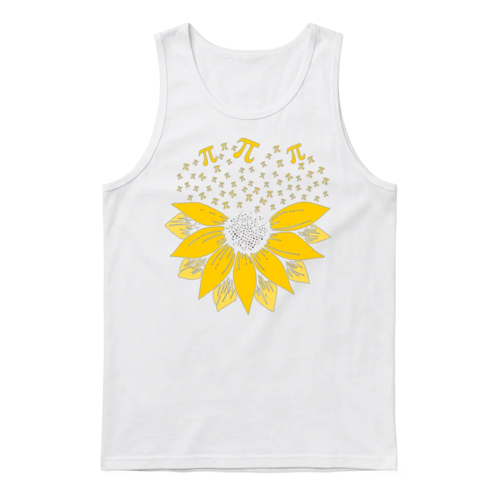 Pi Day Sunflower Unisex Tank Top - White