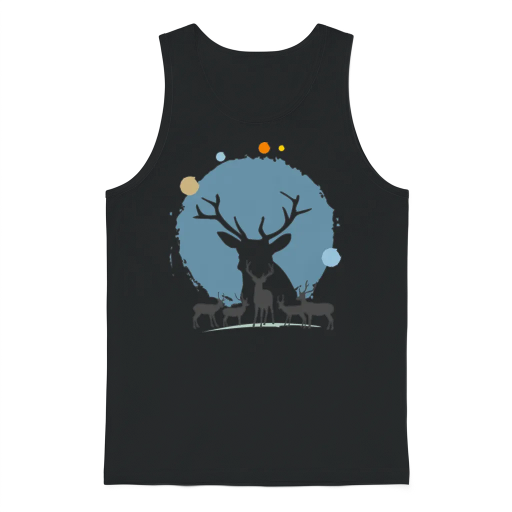 Reindeer Christmas Unisex Tank Top - Black