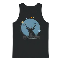 Reindeer Christmas Unisex Tank Top - Black – 1