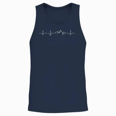 Hiking Heartbeat Mountains Unisex Tank Top - Navy