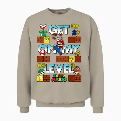 Super Mario Get on My Level Game Play Unisex Sweatshirt - Sand