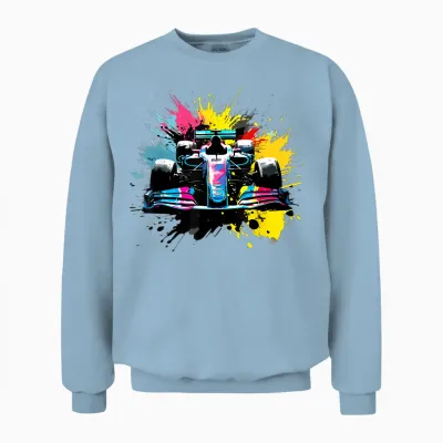 Colorful Racing Car Splash Art Racing Driver Unisex Sweatshirt - Light Blue