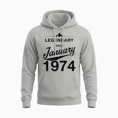 50th Birthday 50 Year Old Born January 1974 Gift Unisex Hoodie - Ash