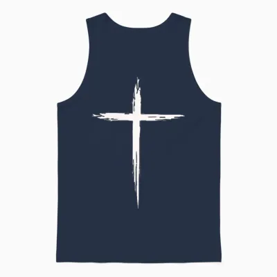 Cross Jesus Christ Cross Christian Man Woman T-Shirt, Black, S Unisex Tank Top - Navy