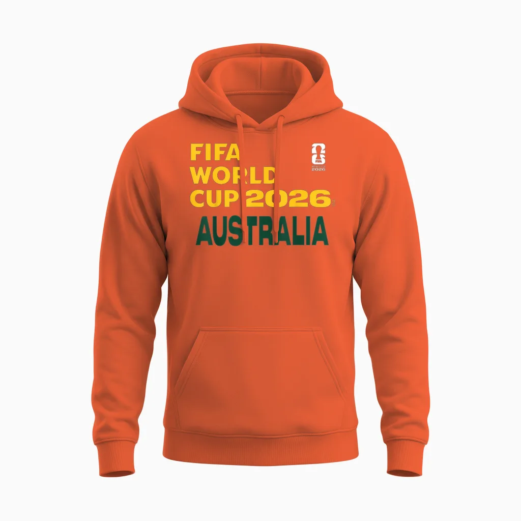 Fifa World Cup26 Australia Block Letters Unisex Hoodie in Orange