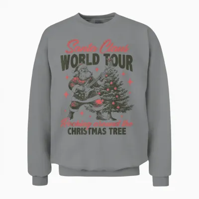 Santa Claus World Tour Rocking Around the Christmas Tree Unisex Sweatshirt - Sport Grey