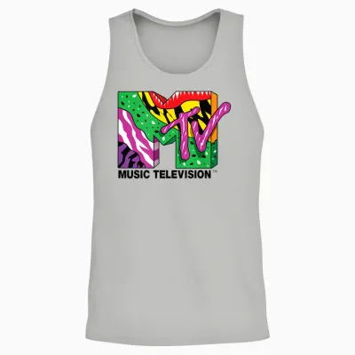 Mademark X Mtv - the Official Mtv Logo with Colorful Crazy Wild Creative Art Unisex Tank Top - Ash