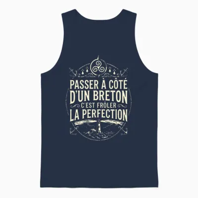 Homme Humour Bretagne Breton Parfait Perfection Bretonne T-Shirt Haut De Gamme Unisex Tank Top - Navy