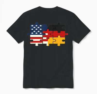 Usa Germany Puzzle Flag Unity Unisex T-Shirt - Black