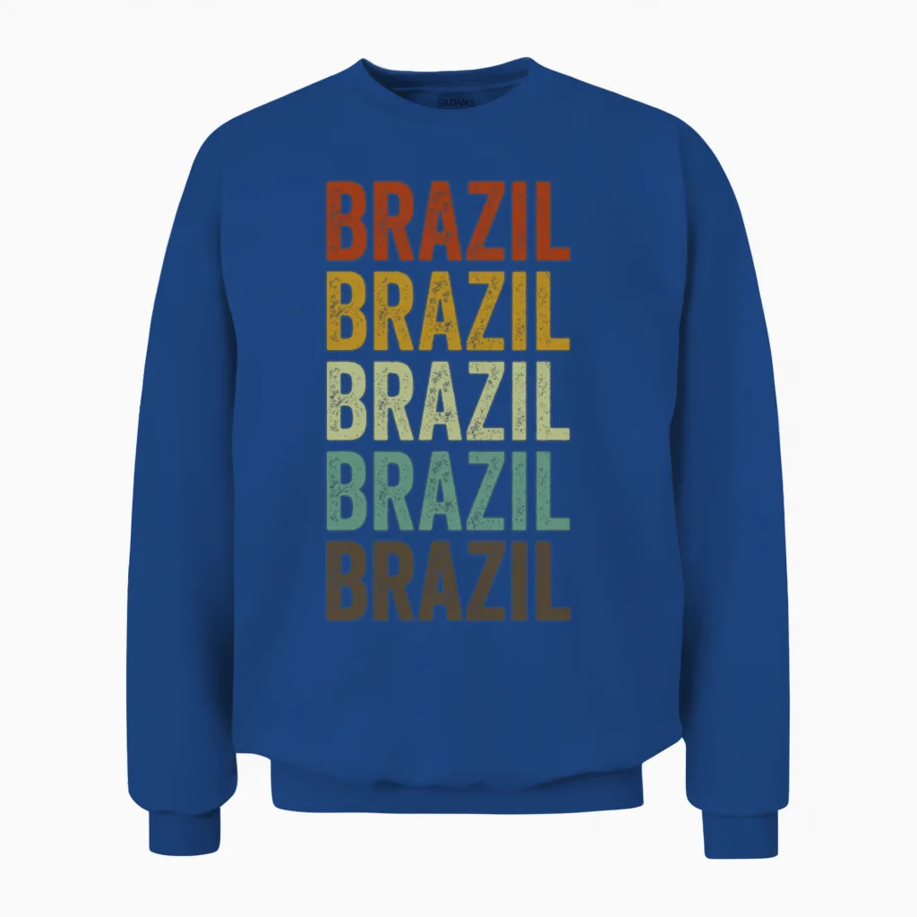 Brazil Retro Vintage Unisex Sweatshirt in Royal