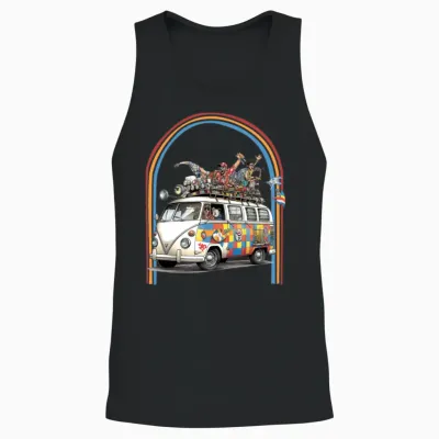 Racing Hippie Van Retro Unisex Tank Top - Black