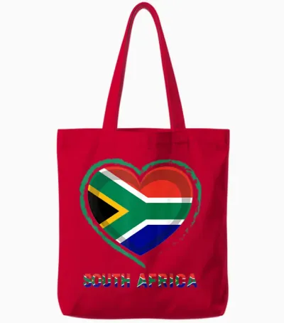 Drapeau Afrique Du Sud Cœur Rustique Pride Art Graphic Tote Bags - Red