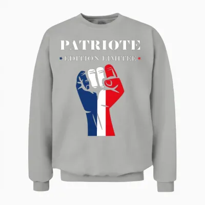 Force Drapeau Français Patriotisme Poing Levé Patriote T-Shirt Haut De Gamme Unisex Sweatshirt - Ash