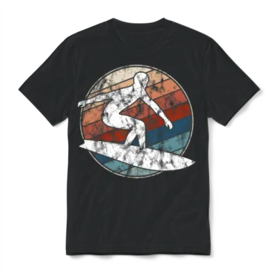 Surfer Retro Style Unisex T-Shirt - Black