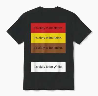 It's Okay to Be Native Asian Latino and White Funny Unisex T-Shirt - Black