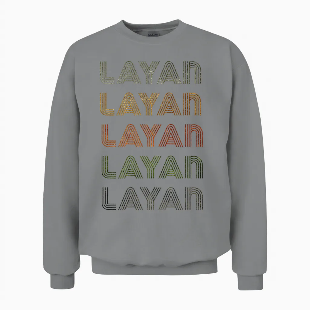 Layan Love Heart Vintage Style Black Layan Unisex Sweatshirt in Sport Grey