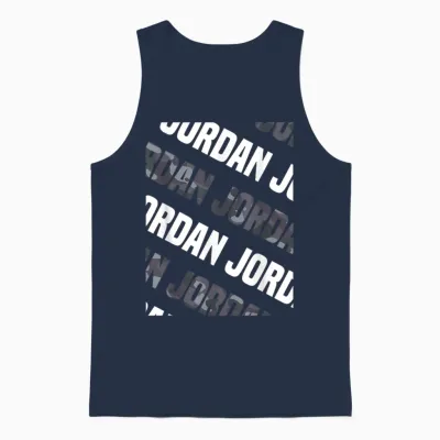 Diagonal Jordan Pattern Design Gift Grey Camouflage Print Unisex Tank Top - Navy