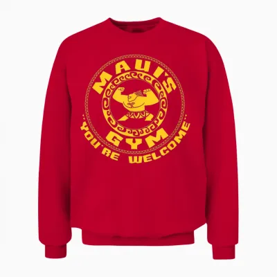 Disney Moana Maui's Gym Circle Logo Unisex Sweatshirt - Red