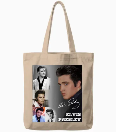 Elvis Presley 005 T-Shirt, Black Tote Bags - Natural