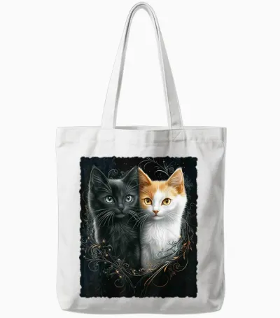 Süße Magische Katze Kätzchen Kitten Fantasy Kunst Tote Bags - White