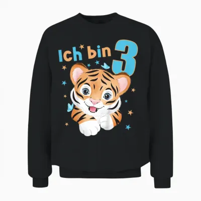 Kinder 3 Jahre Alt Ich Bin 3 Tiger 3. Geburtstag Unisex Sweatshirt - Black