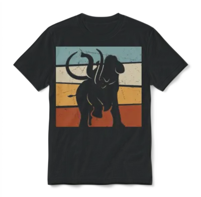 Retro Mammoth Prehistoric Elephant Unisex T-Shirt - Black