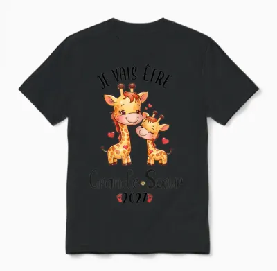 Future Grande Soeur 2027 Je Vais Etre Grande Soeur Unisex T-Shirt - Black