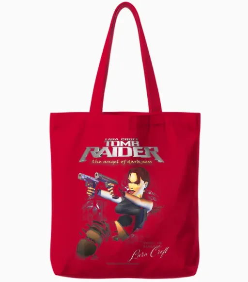 Tomb Raider the Angel of Darkness Lara Croft Video Game Tote Bags - Red
