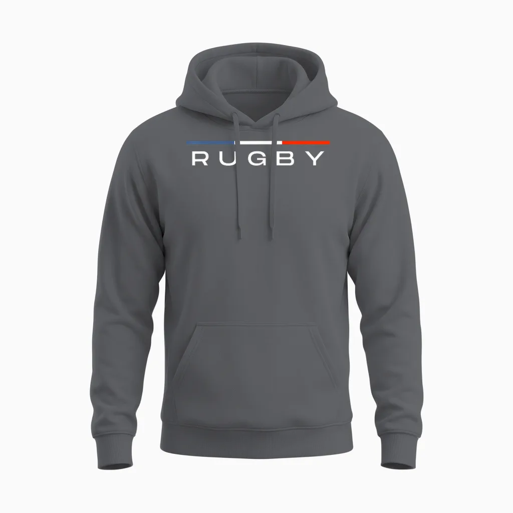 France Supporters Rugby Patriot French Unisex Hoodie in Charcoal