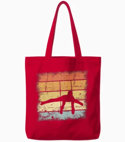 Gymnastics Retro Tote Bags - Red