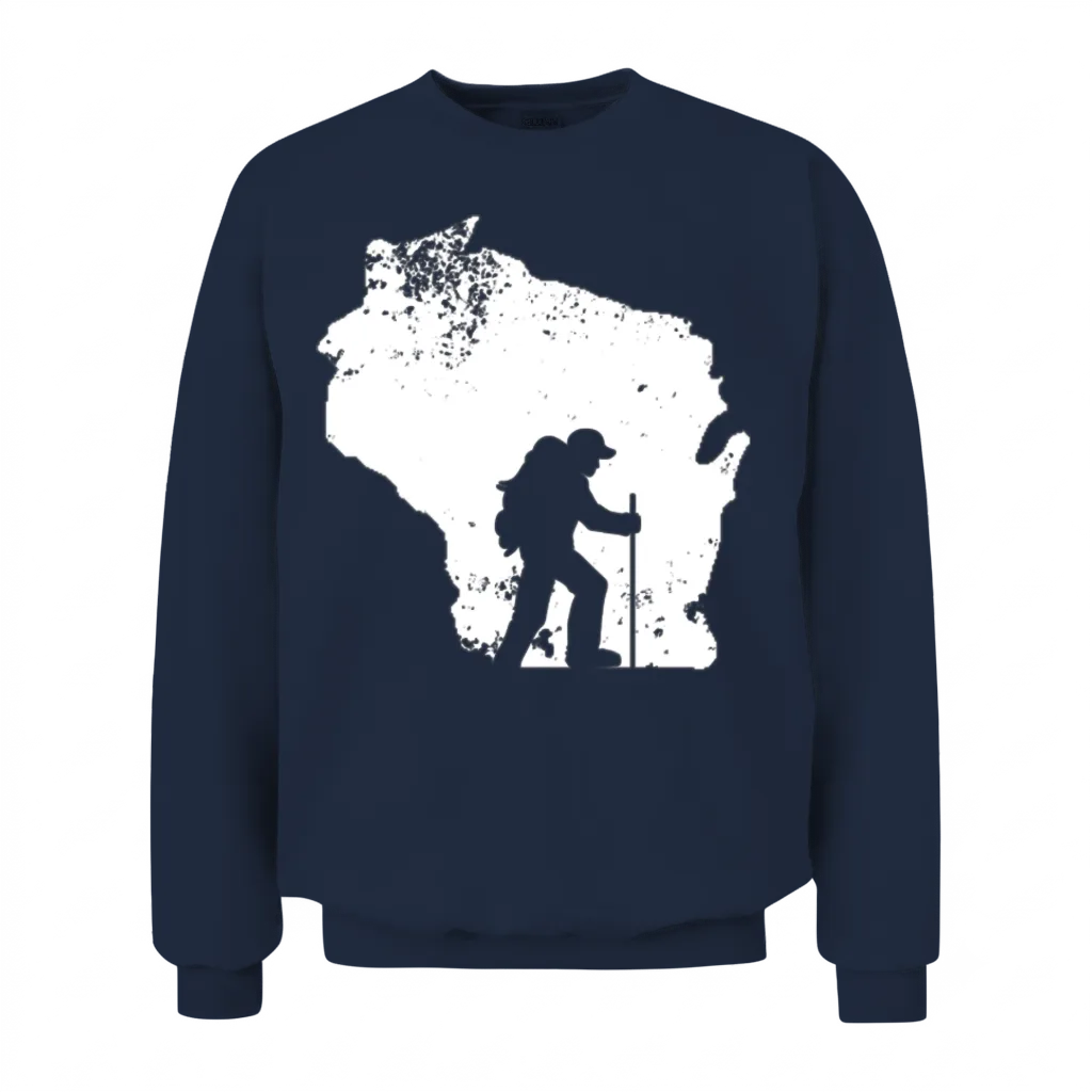 Wisconsin�hiker Shirt Love Mountain Hiking Unisex Sweatshirt - Navy