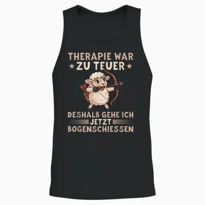 Therapie War Zu Teuer Funny Archery Sheep T-Shirt, Black, S Unisex Tank Top - Black