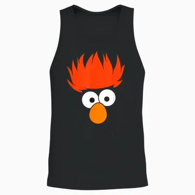 The Muppets Beaker Face T-Shirt, Gray Unisex Tank Top - Black