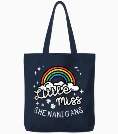 St Patricks Day Little Miss Shenanigans Rainbow Girls Tote Bags - Navy