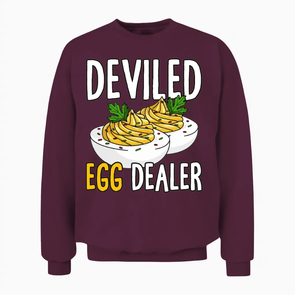 Funny Deviled Eggs Costume Unisex Sweatshirt in Maroon
