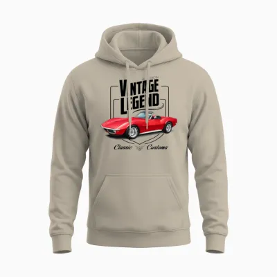 Vintage Classic Red Legend Unisex Hoodie - Sand