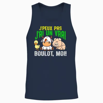 J'peux Pas J'ai Un Vrai Boulot Farmer Fermier Homme Cadeau T-Shirt Haut De Gamme Unisex Tank Top - Navy