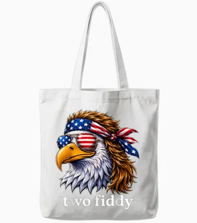 Funny Patriotic Eagle Two Fiddy 4th of July Anniversary Us Tote Bags - White