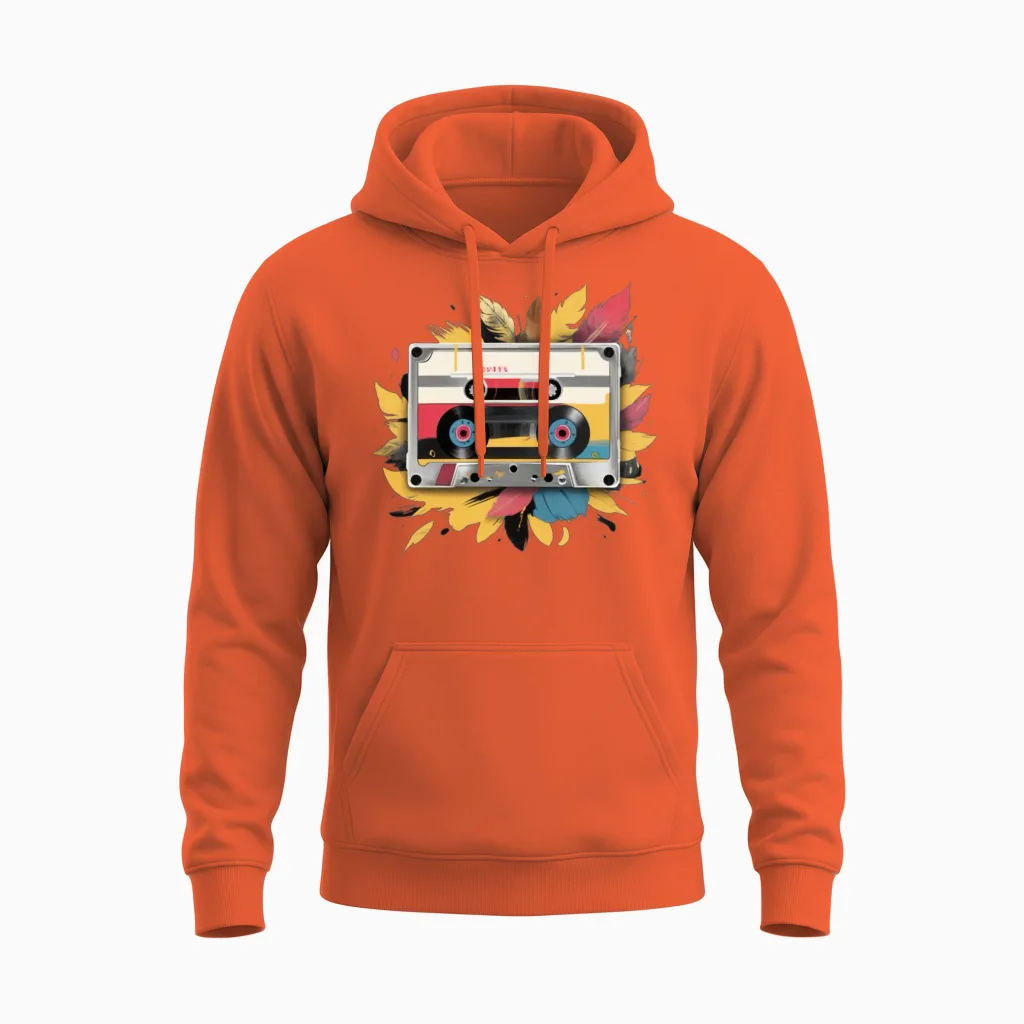 Vintage-Retro Cassette Tape Unisex Hoodie - Orange