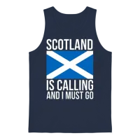 Funny Scottish Scotland Is Calling and I Must Go Unisex Tank Top - Navy – 1