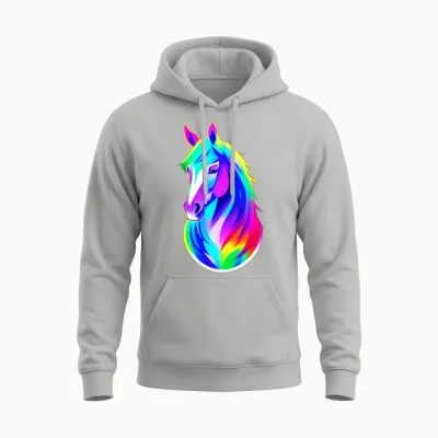 Horse Colorful Unisex Hoodie - Ash
