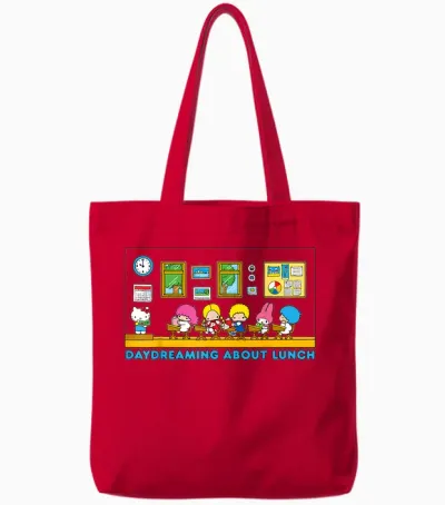 Sanrio Hello Kitty and Friends Daydreaming About Lunch Class Tote Bags - Red