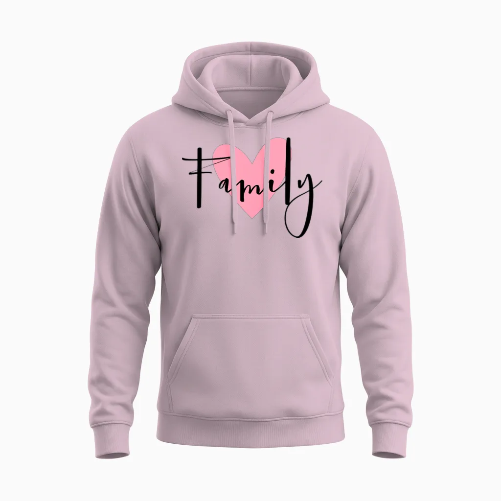 Family Heart Love Gift Idea Unisex Hoodie in Light Pink