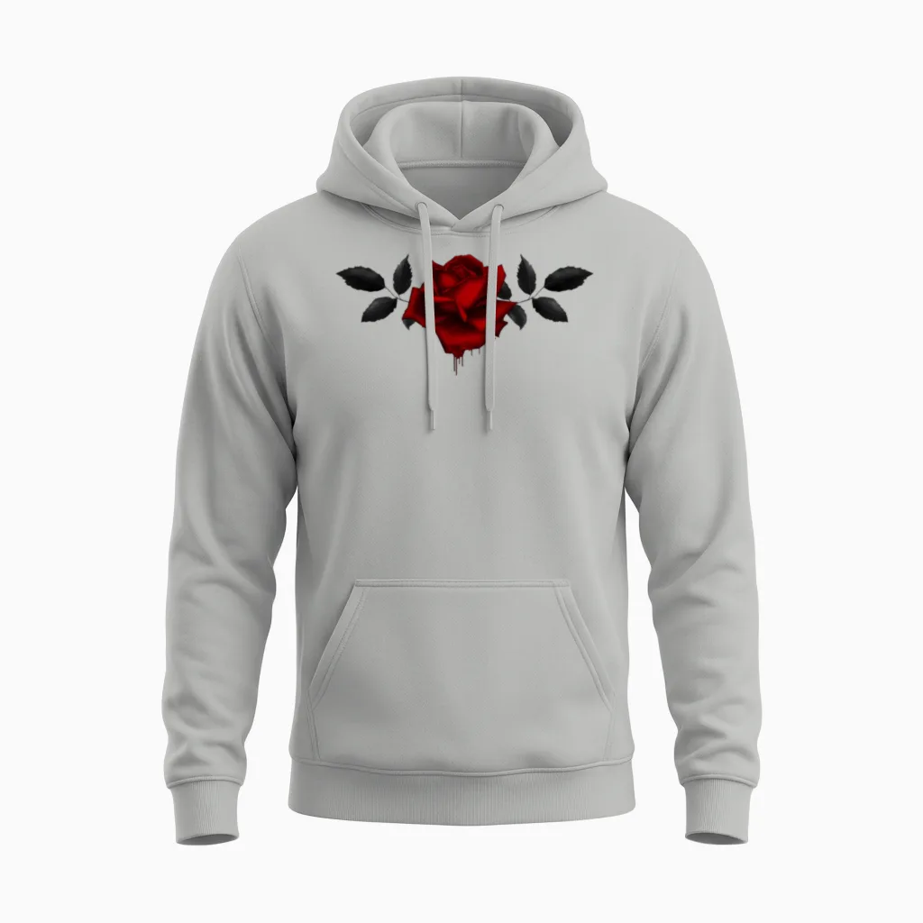 Gothic Rose Floral & Botanical Unisex Hoodie in Ash