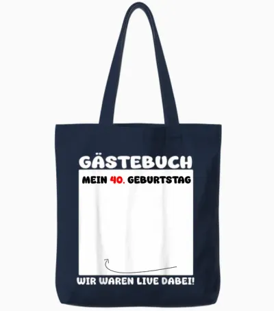 40th Birthday Guest Book Man Woman 40 Years 1985list T-Shirt, Black, S Tote Bags - Navy