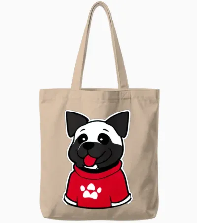 Cute Dog Tote Bags - Natural