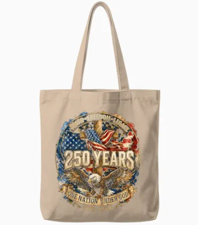 250 Years American 1776 2026 250th 4th July Independence Day Tote Bags - Natural