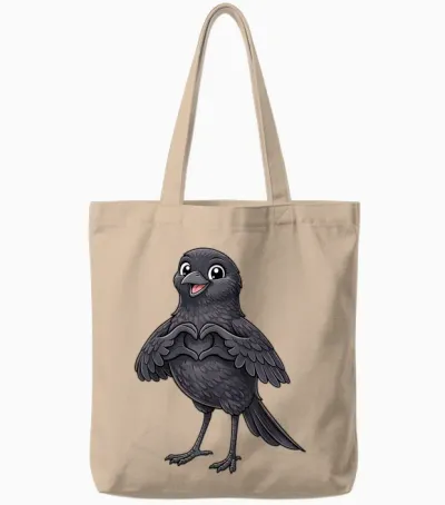 Rabe Mit Herz | Süße Krähe Mit Herzsymbol Tote Bags - Natural