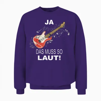 Music Note Guitar T-Shirt, Black Unisex Sweatshirt - Purple